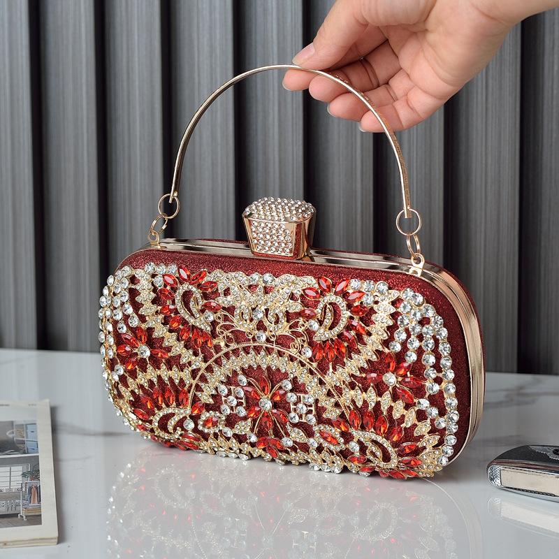 Borsa a Mano Argentata Lusso Donna Borsa alla Moda Cristallo Matrimonio Sposa Signora Diamante Telefoni Cellulari Portafogli Donna Borsa a Spalla