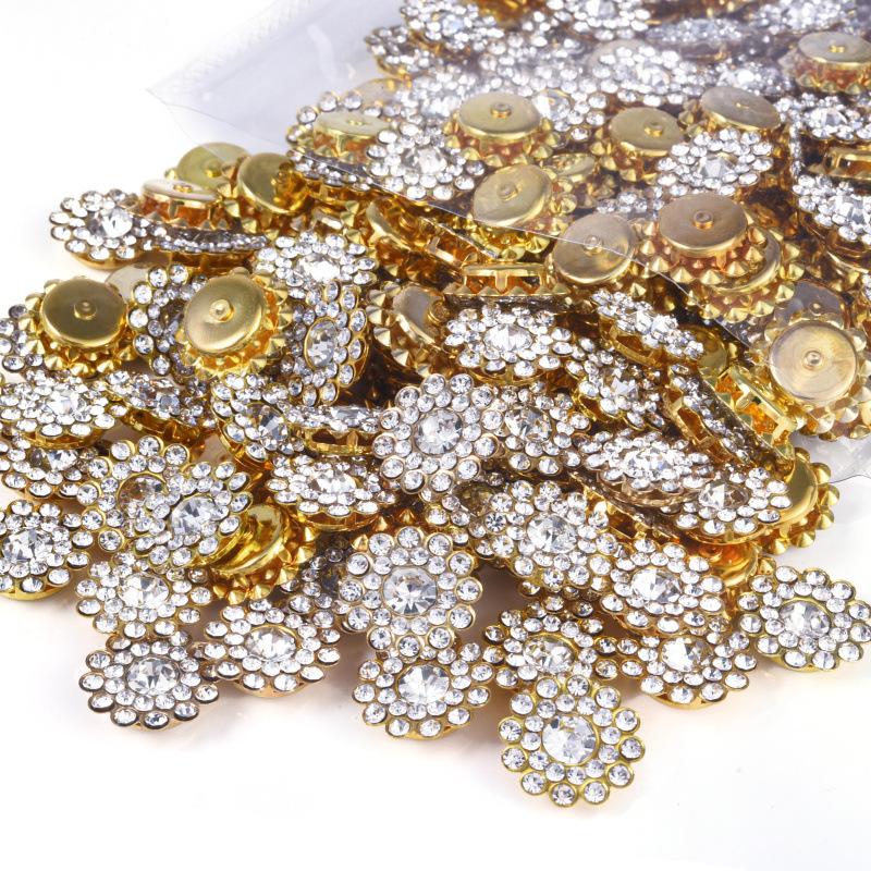 Sun Flower Claw Diamond, Glass Flower-Shaped Rhinestone Buckle Hand Seam Diamond, Round Flower Plate Grab Diamond Diy Jewelry Button Decoration