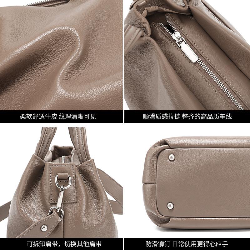 First layer cowhide women's bag pleated cloud bag crossbody shoulder bag autumn new high-end leather handbag