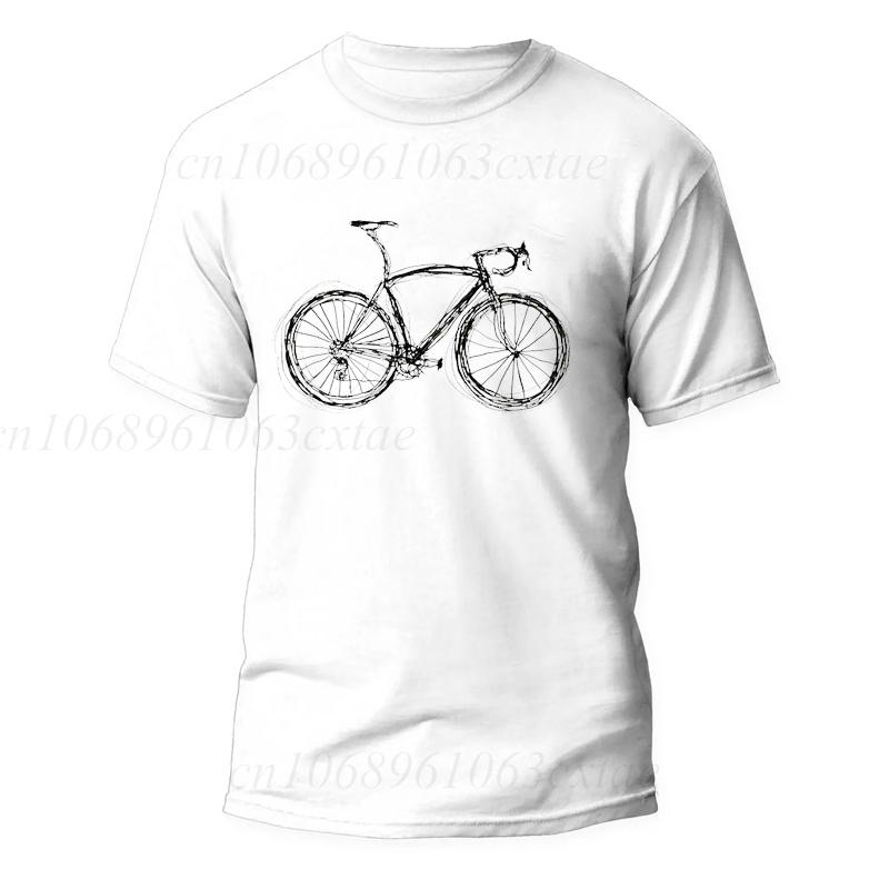 Vintage Minimalistic Bicycle Unisex Printed T-shirt Summre Woman Man Classic Tshirt Cyclists Shirts Cycling Lover Shirt Gifts