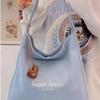 Casual Denim Tote Bag - Single Shoulder Strap - Suitable for Commuting and Studying, with A Laptop Compartment.