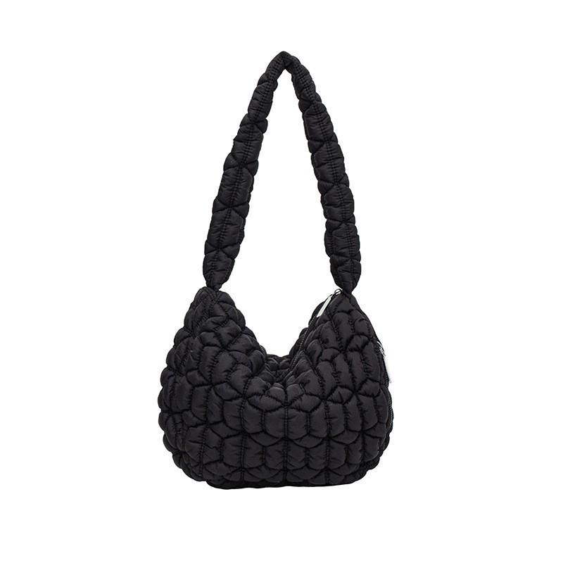 Pleated Cloud Bag Women's New Large-capacity Single-shoulder Cross-slung Woven Bubble Cotton Tote