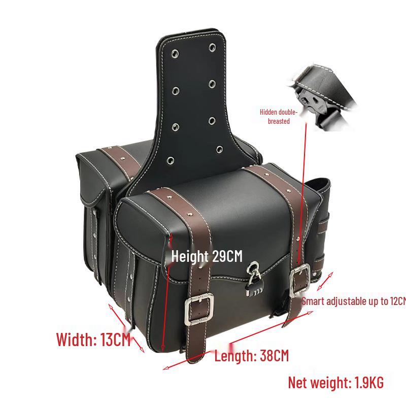 Retro PU Leather Anti-theft Motorcycle Saddlebag - Waterproof