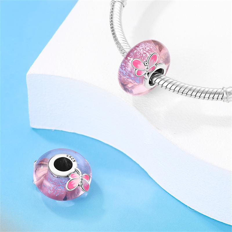 PANPOKI Copper Metal Colorful Bead Components Star Butterfly Bead Components Compatible With Authentic Original High Quality Fine Bracelets Charm