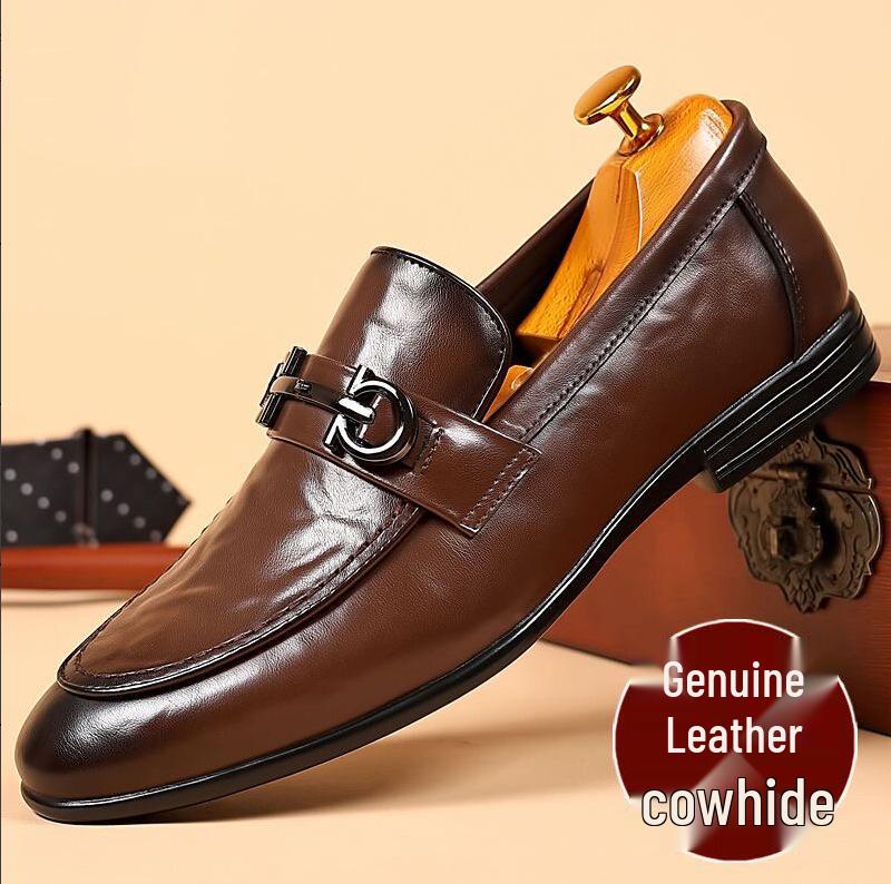 Men's Autumn Business Formal Leather Loafers - Korean Style, Breathable, Comfortable, All-Match