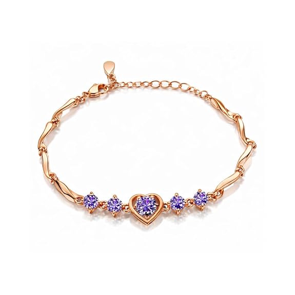 Women's Rose Gold And Silver Plated Heart Shape Bracelet For birthday Gifts