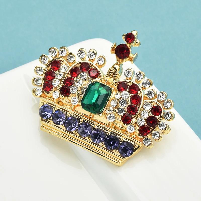 Damen Herren Palaststil Krone Kristall Abzeichen Anstecker Unisex Mittleres Design Exquisite Vintage Diadem Party Broschen Schmuck
