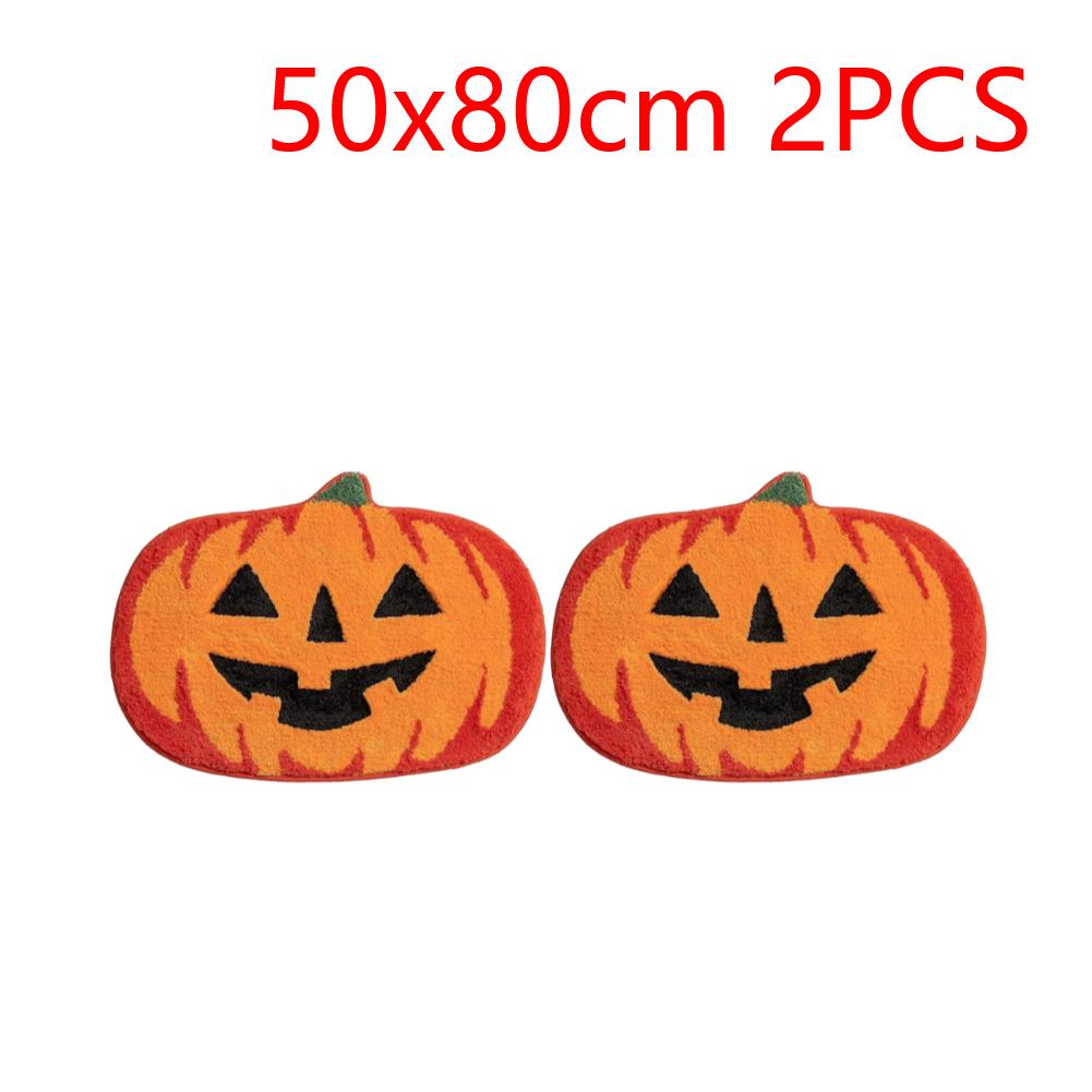 Halloween Pumpkin Cashmere Door Mat Plush Thickened Bathroom Carpet Absorbent Bathroom Mat for Entrance Bedroom Kitchen Bathroom