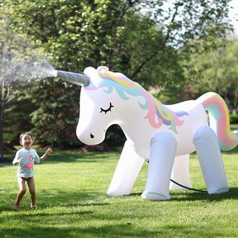 Inflatable Unicorn Water Spray Toy – Outdoor Lawn Water Play Rainbow Arch Sprinkler