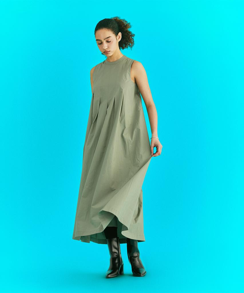 Er Er Pleated Detail Dress Khaki