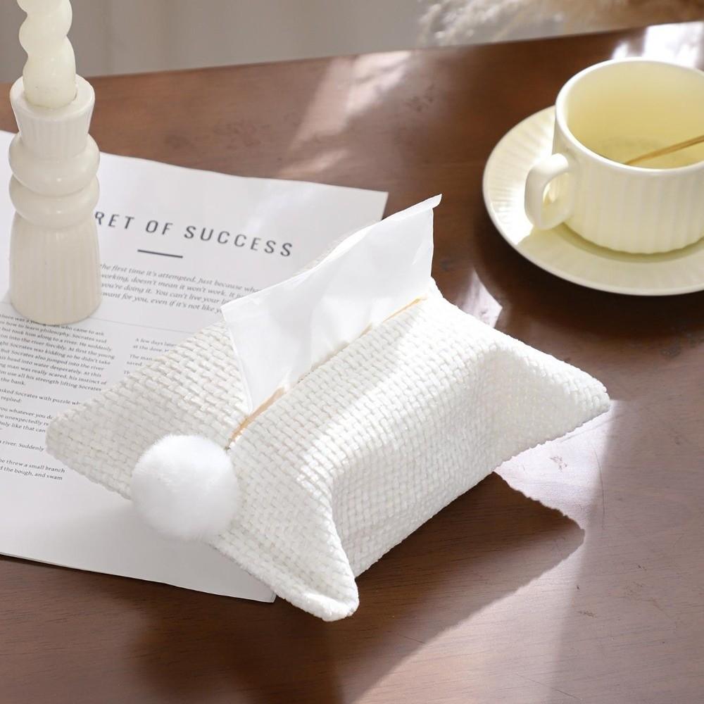 Desktop Tissue Bag Fabric Chenille Paper Towel Box Decoration Paper Tissue Box Home