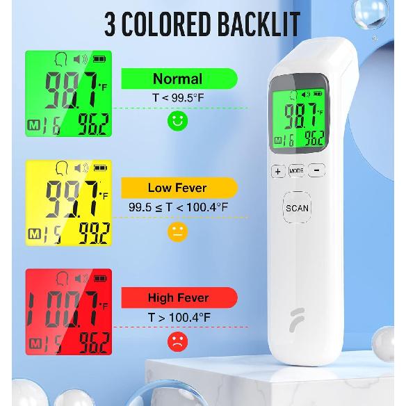 Thermometer for Adults and Kids, No-Touch Forehead Thermometer with Object Mode Function,Fever Alert and 32 Set Memory Recall,Instant Accurate