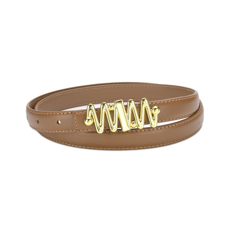 Belt Women'S Jeans Leather Simple Style Decoration Black Casual Thin Belt Tide