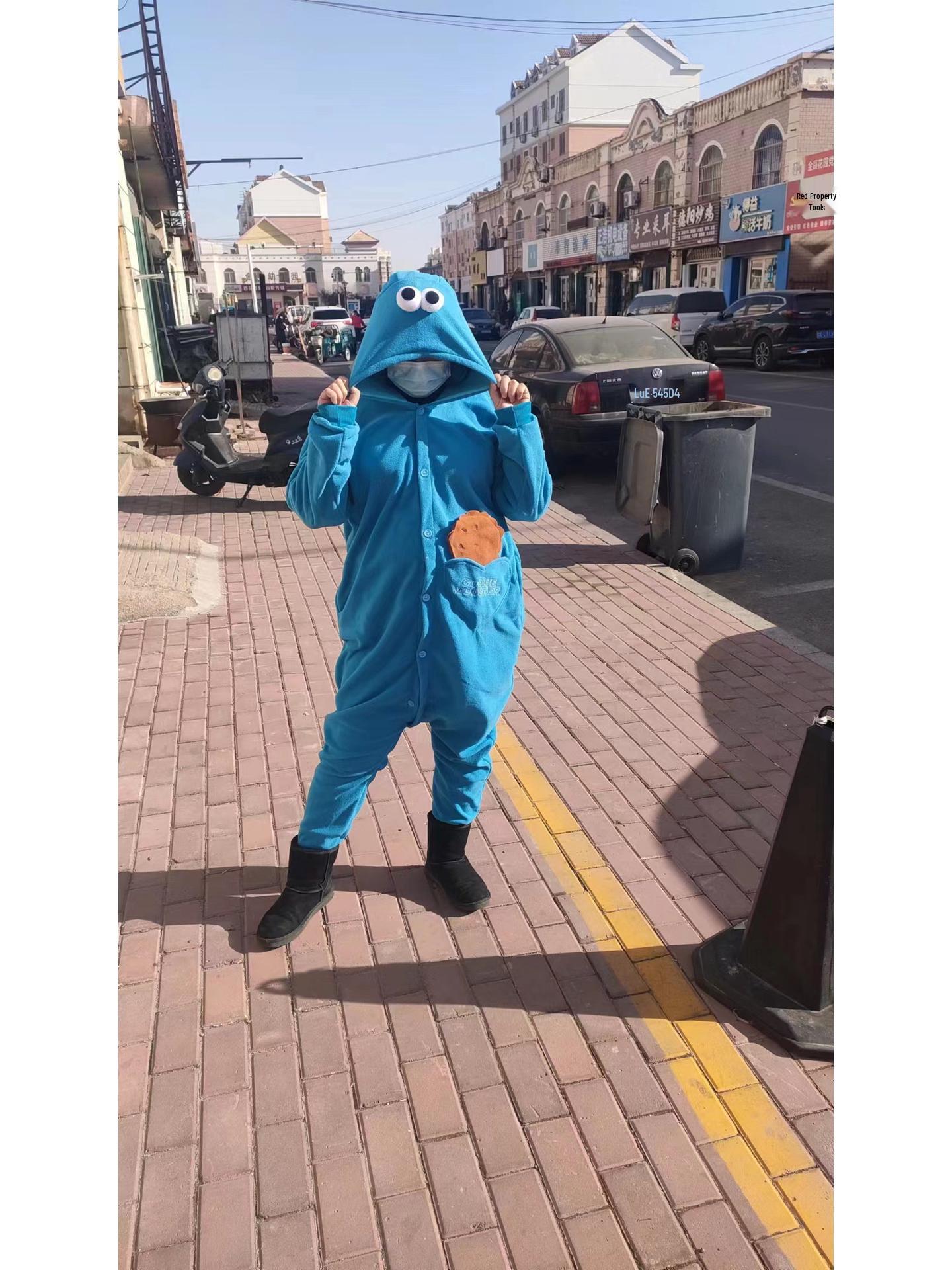 

Red Sesame Street Fleece Christmas Cartoon Onesie Pajamas - Animal Performance Costume L