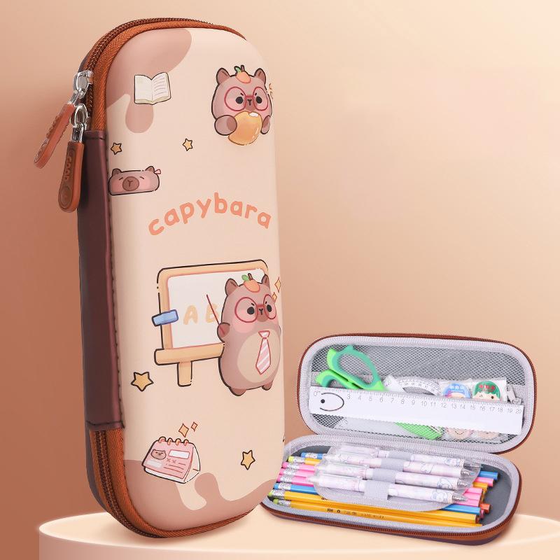 3D Capybara Pencil Case Drop Resistant Student School Supplies Large Capacity Multifunctiona Pen Pouch Stationery