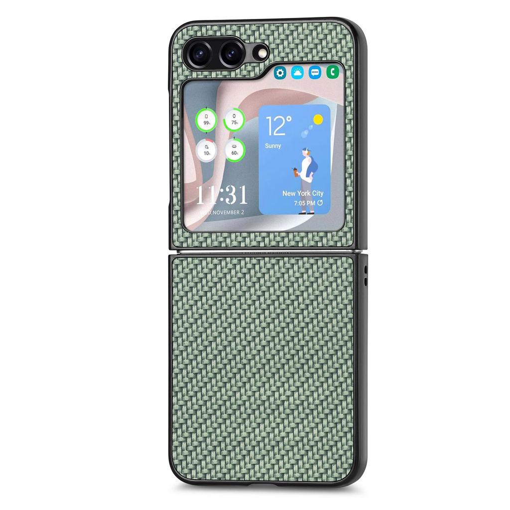 Carbon Fiber Style PU Leather Phone Case for Samsung Galaxy Z Flip8 Flip7 FE Flip6 Flip 8 7 6 5 4 3 Luxury Women Back Cover LXW
