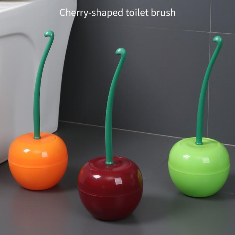 Toilet Bowl Brush Cherries Shape Ergonomic Design Safe Material Effective Cleaning