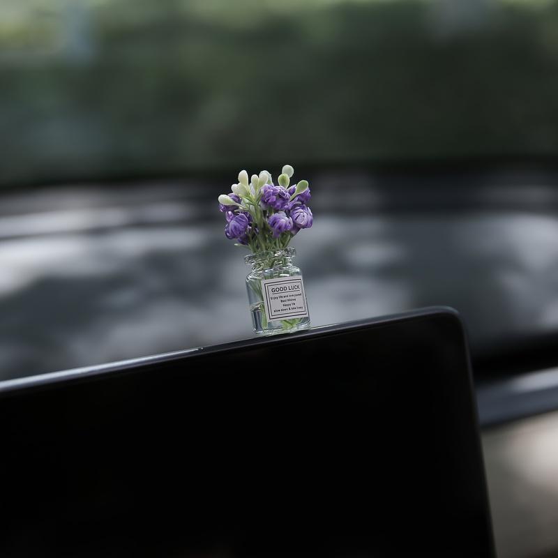 Delicate Miniature Potted Flowers Assorted Colors Car Dashboard Greenery Decor Tabletop Figurines for DIY Crafts Home Ornament