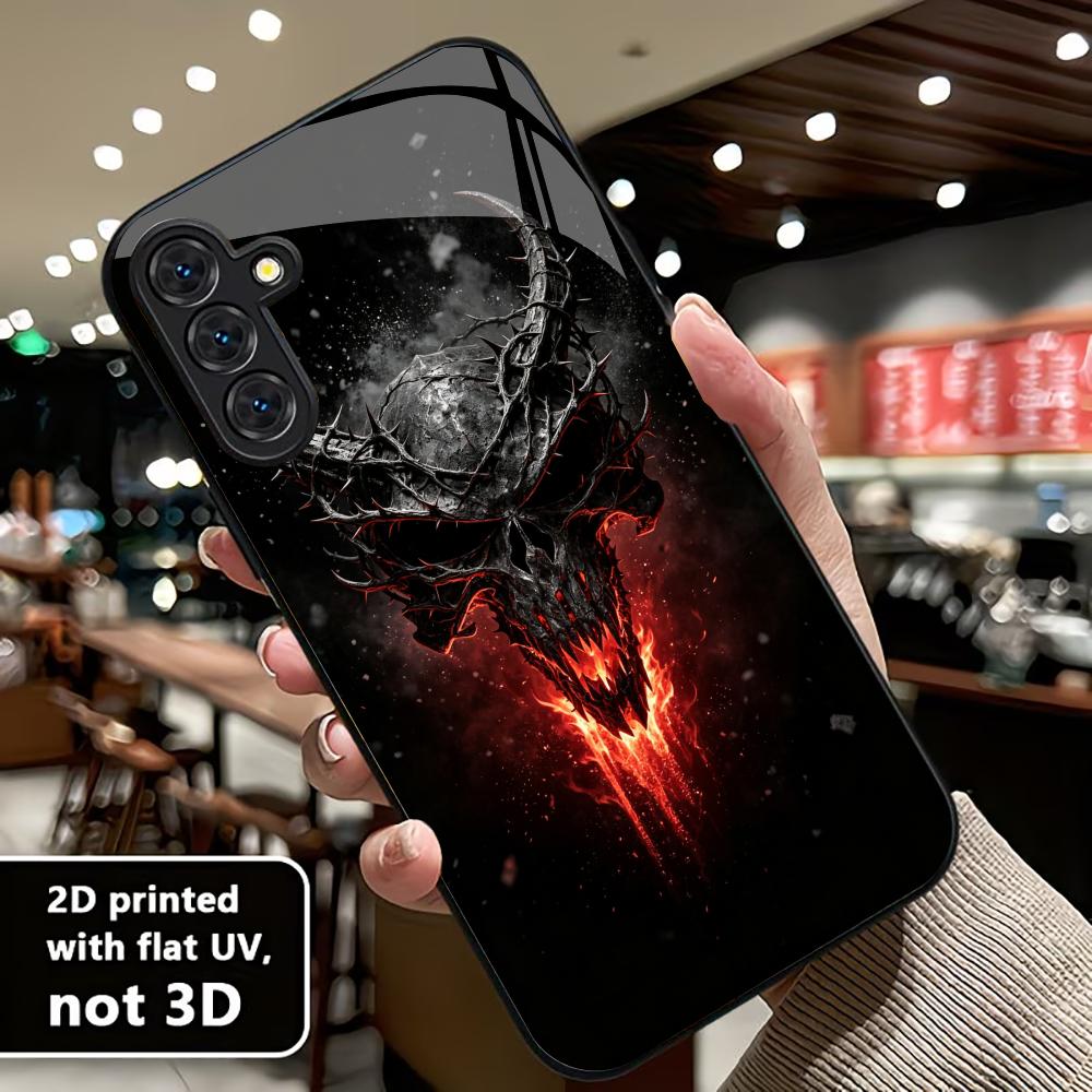 Skulls from Hell Demon phone case s26 ultra case quad lock glass for Samsung Galaxy S26 S25 S24 S23 S22 FE,Ultra,Plus