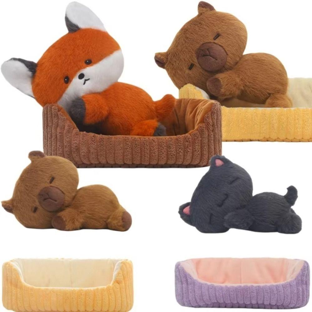 Stuffed Animal Black Cat Plush Home Decoration Lying Kitten Dog Lying Capybara  Boys Girls
