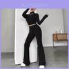 Women Casual Sweatsuit Set With Knit Paneling For Spring
