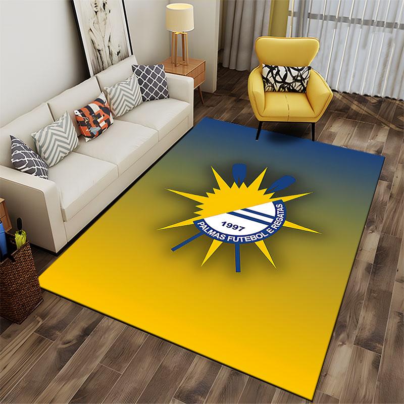 Yellow-Blue Palmas Logo Carpet suitable as a non-slip mat for the living room or bedroom sofa