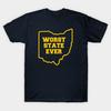 Men Black Print T-shirt Ohio Worst State Ever No-Cut Transfer Paper Print Cotton Tshirt