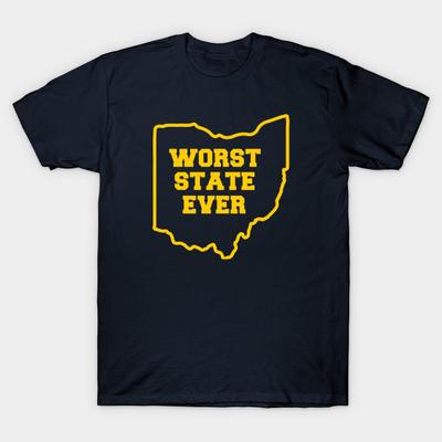 Men Black Print T-shirt Ohio Worst State Ever No-Cut Transfer Paper Print Cotton Tshirt