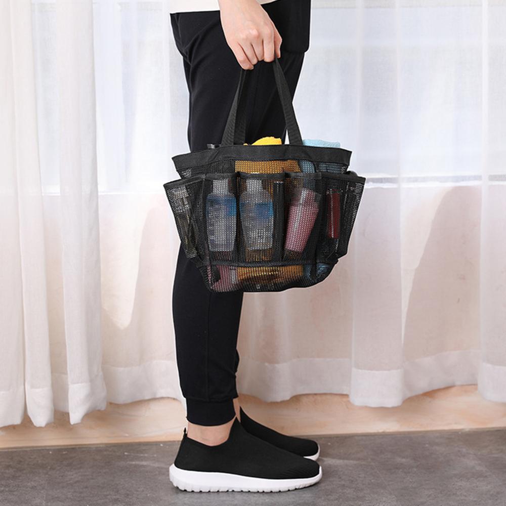 Portable Mesh Shower Caddy Tote Beach Bag Toiletry Bag Organizer Storage Swimming Wash Bag Quick Dry Tote for Bathroom Camping