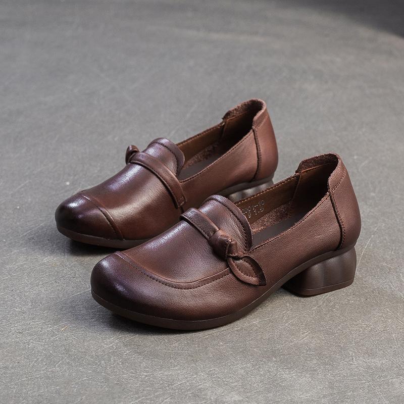 

Модные туфли-лодочки GKTINOO в стиле ретро 2025 Осень Новые Мелкие Натуральная кожа Для работы Удобные Универсальные Женские туфли на каблуке 35