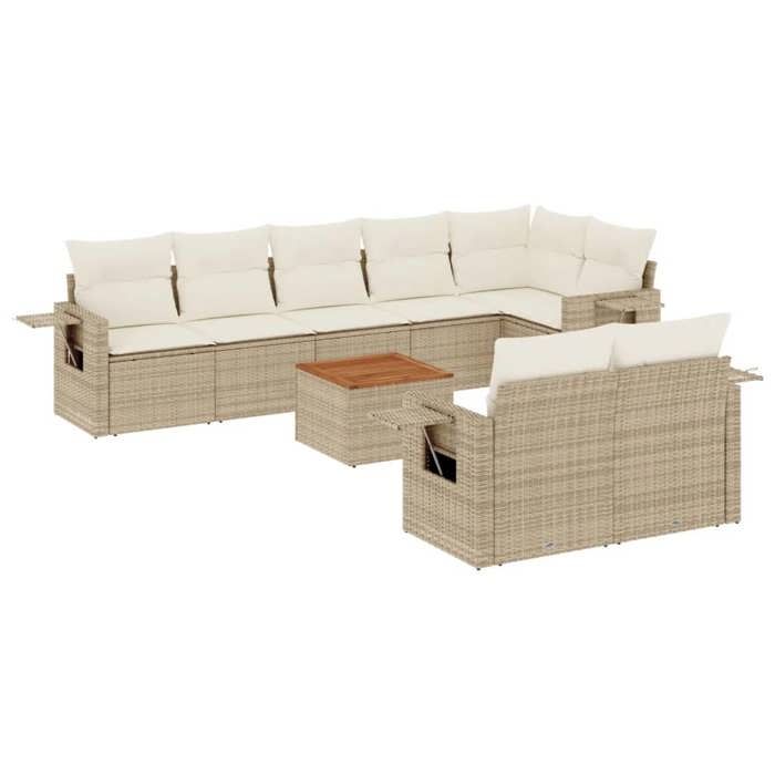 VidaXL Garden Lounge Set with Cushions 9 Pcs, Patio Sofas, Patio Furniture Set, Outdoor Furniture, Beige 3224651