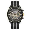 MEGIR Men's Sport Chronograph Watch, Outdoor Casual Quartz Wristwatch, 3ATM Water Resistance, Striped Canvas Band, Date Display
