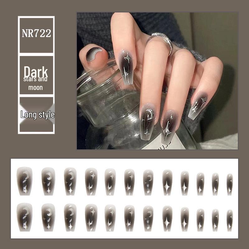 

Ногти Балерины с Лунным Черным Омбре - Длинные, Элегантные, Высококлассные Накладные Ногти