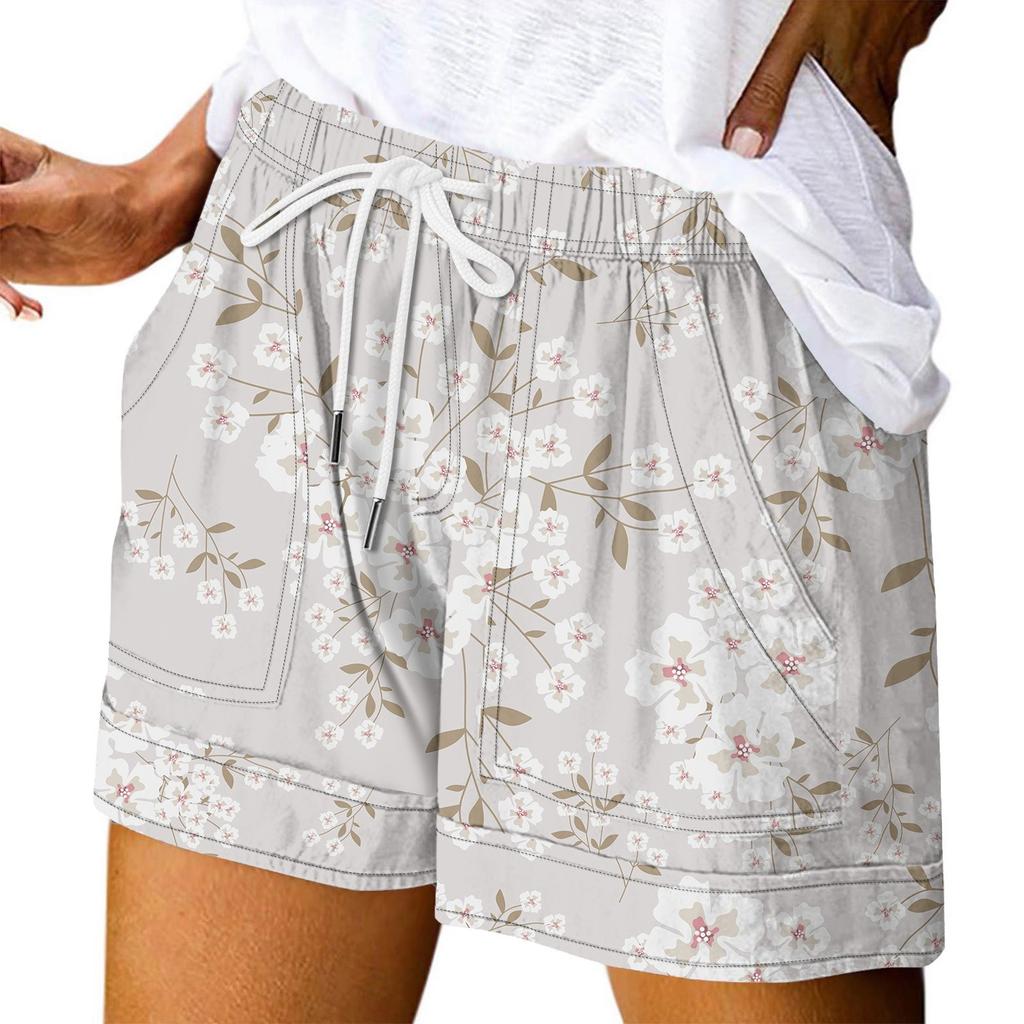 Damen Casual Sommer Elastische Strandshorts Print Casual Shorts