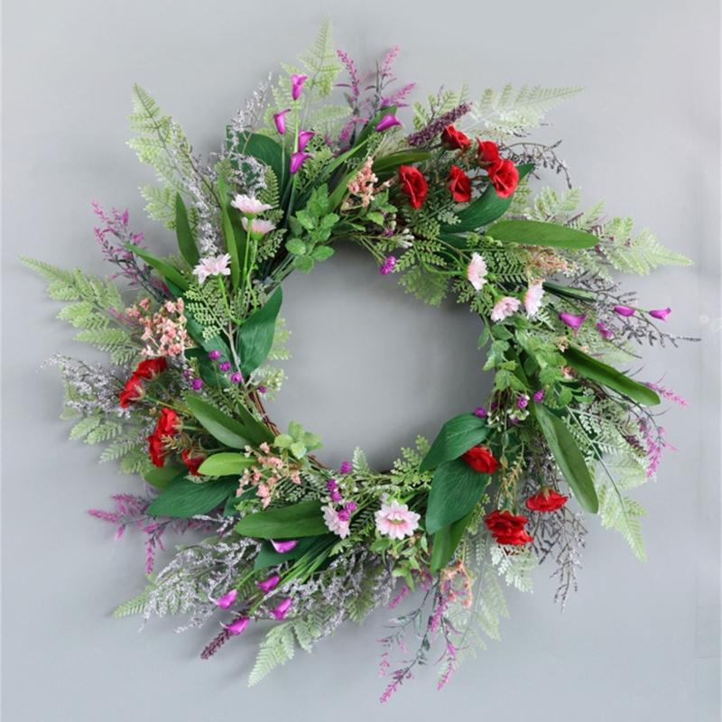 Artificial Floral Garlands With Faux Blooms Accessory For Door Wall Hanging Indoors Outdoor Celebration Event