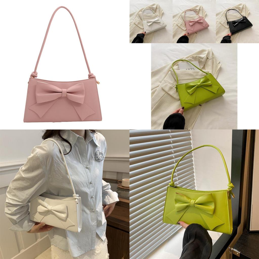 Raffinierte Handtasche mit Schleife für Damen Sommer 2024 Street Style Mittlere Umhängetasche aus PU-Leder
