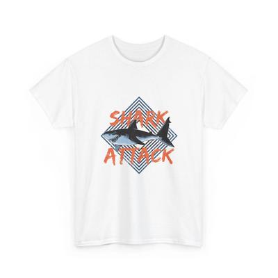 Shark Attack Graphic Tee | Retro Geometric Shark Design, Cool Animal T-Shirt