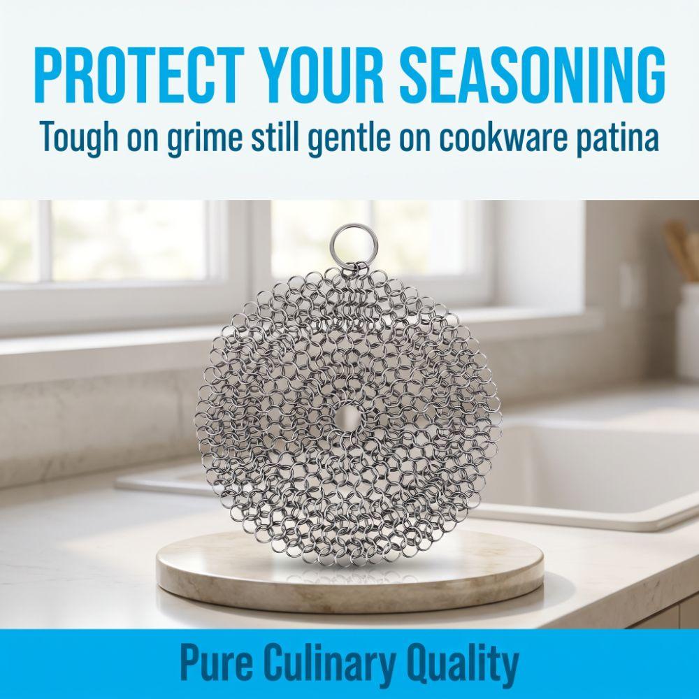 Stainless Steel Chainmail Scrubber Chainmail Link Design Cast Iron Scrubber Cast Iron Pots Pans