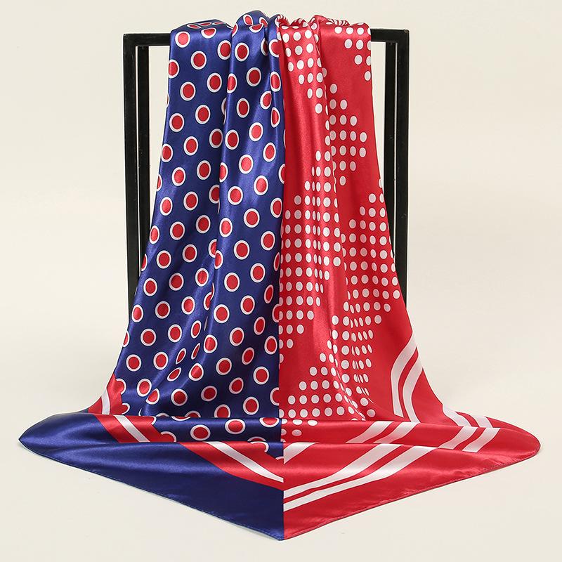 90*90Cm Women Square Silk Scarf Luxury Large Shawl Neckerchief Print Headband Female Foulard Bandana Wraps Hijab Scarves