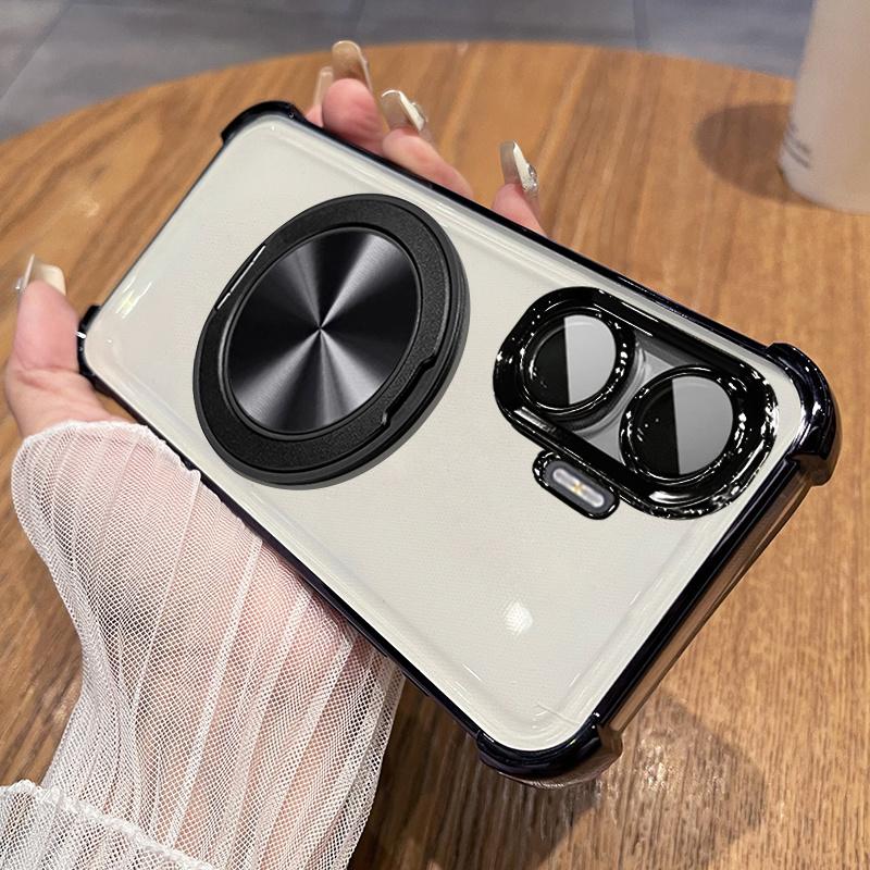 360 Degree Rotating Magnetic Bracket Phone Case For Xiaomi POCO F7 Ultra M7 Pro 4G 5G Clear Shockproof Plating Silicone Cover