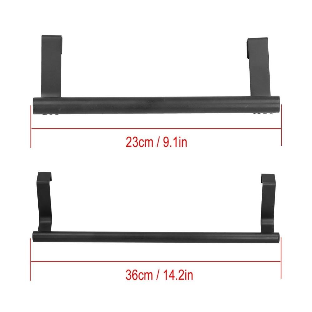 2 PCS Stainless Steel Towel Rack Black No Drilling Required Over Door Towel Holder Space Saving Easy Installation Towel Bar