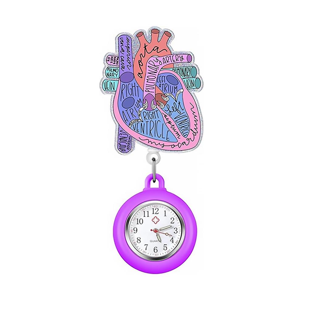 Medical Glitter Acrylic Retractable Badge Holder with Pocket Watch for Nurse Doctor Fob Pocket Watch Badge Reel Key Chain
