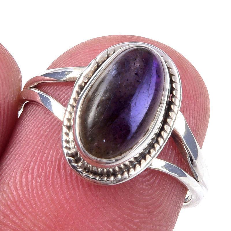 

Natural Labradorite Gemstone Handmade 925 Solid Sterling Silver Ring Size 6 L1z29