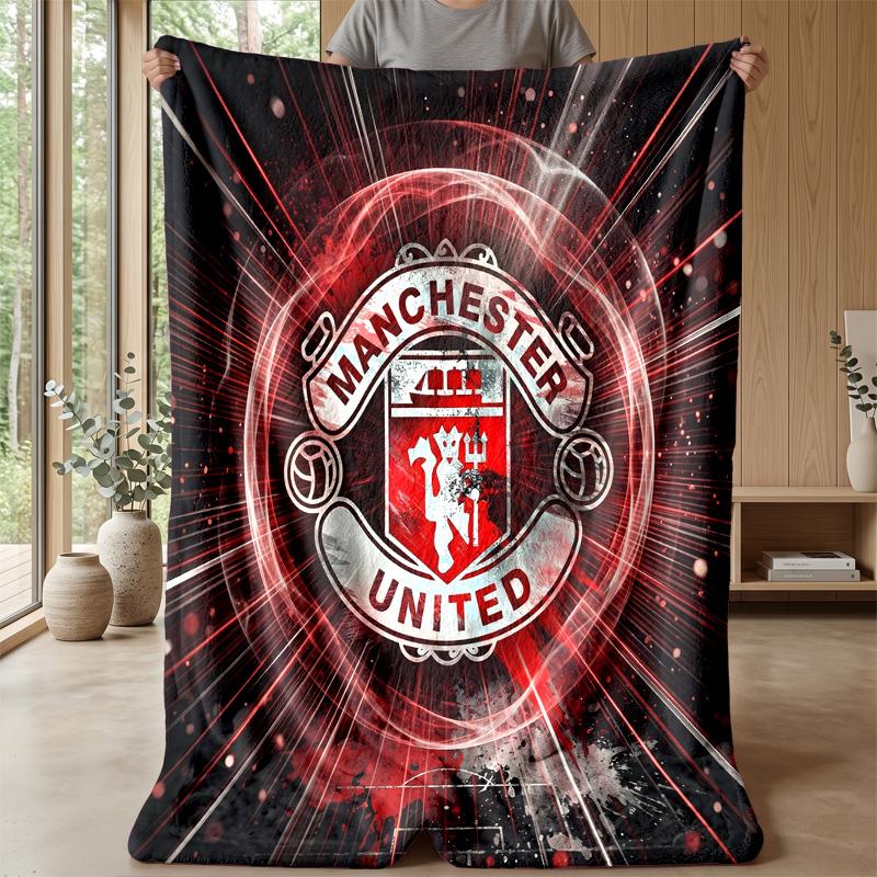 Manchester United Theme Blanket Soft Flannel Blanket Plush Throw Blanket Cozy Sofa Bed Blanket for Home Decor