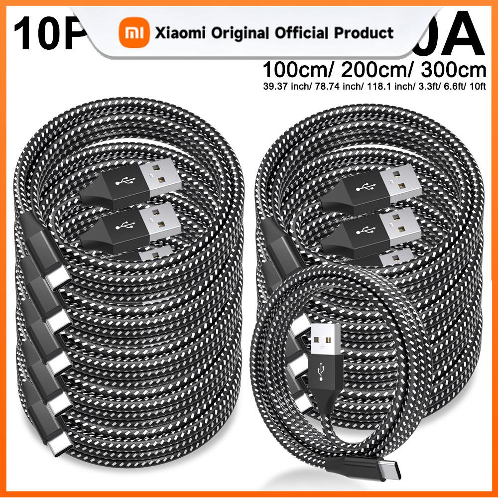 Xiaomi 10PCS 5PCS 2PCS Nylon Braided USB A to Type C Cable Fast Charging Wire Data Cord For Xiaomi For Huawei For Samsung S21 Ultra
