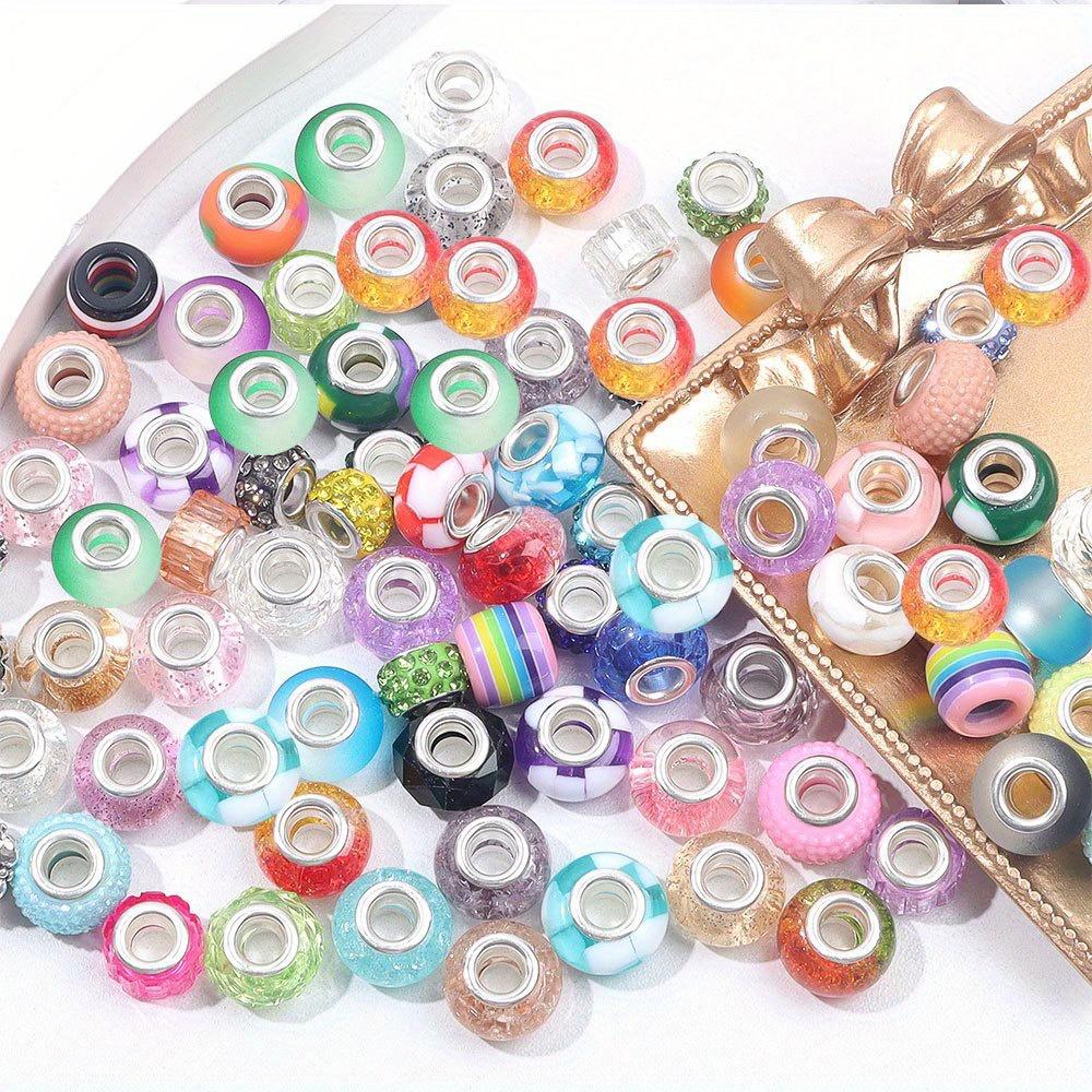 50pcs Resin Material, European Macroporous Beads, Bulk Mixed Color Spacer Beads, Garden Decorative Beads, Beads and Bead Accessories