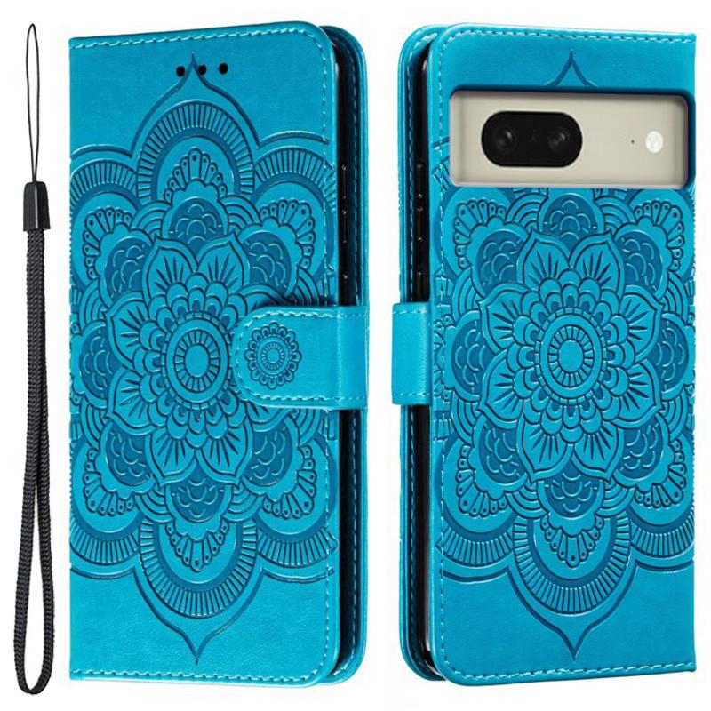 For Google Pixel 8 Case PU Leather Mandala Imprinted Design Wallet Phone Cover