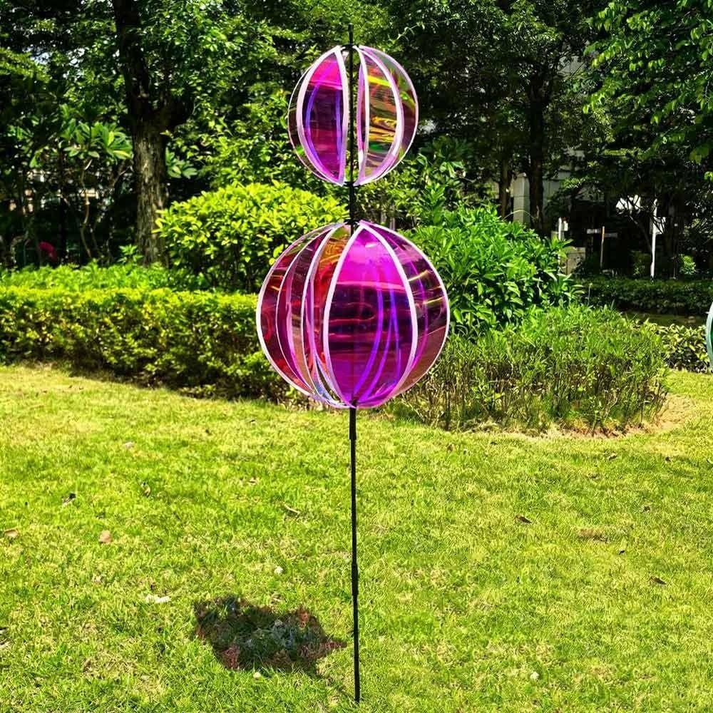 Sprankelende Streep Reflecterende Tuinmolentjes Regenboogkleur Met Paaltjes Windmolen Roterende Bol Kleurrijke Folie Wind Roterende Bol