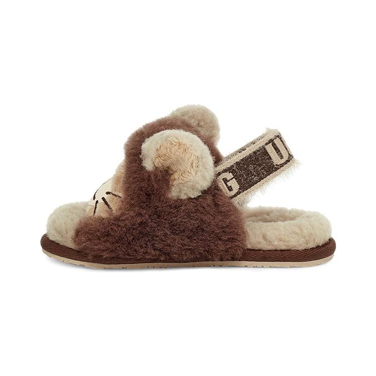 (TD) UGG Fluff Yeah Slide Lion Stuffie  Sand Chocolate  Baby 1127712T-SCLT EU 22