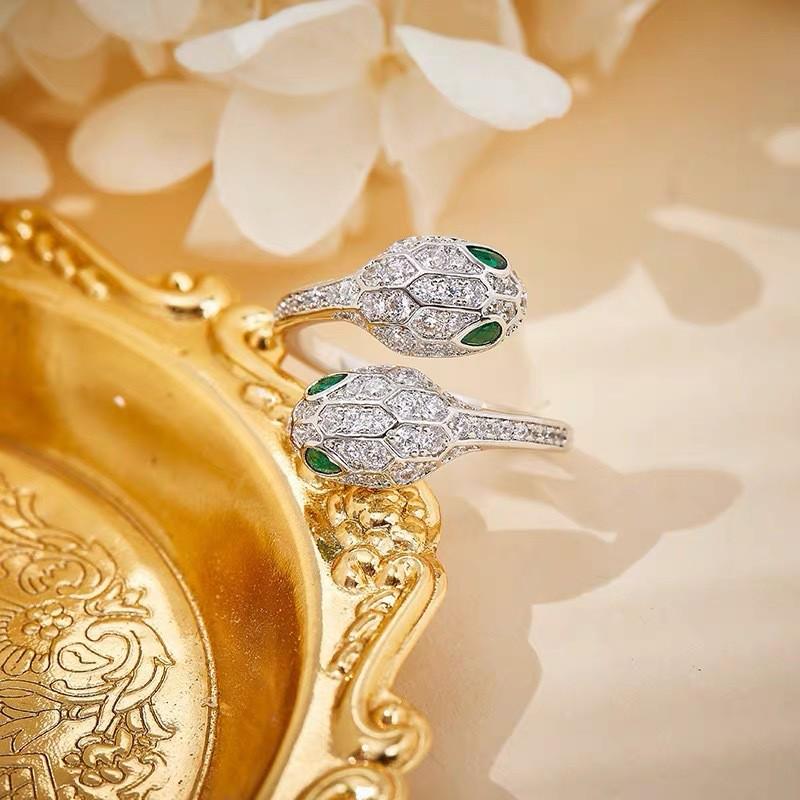 

Кольцо Змеиная кость цвета шампанского золота 2025, с бриллиантами, с медным покрытием, женская бижутерия класса люкс